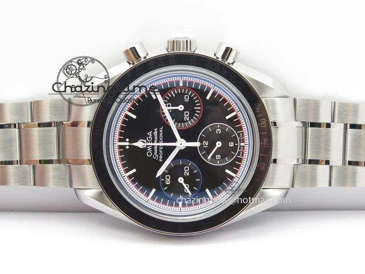 0118 Speedmaster MoonWatch  Apollo 16 Black Dial On SS Bracelet Supportive 8231